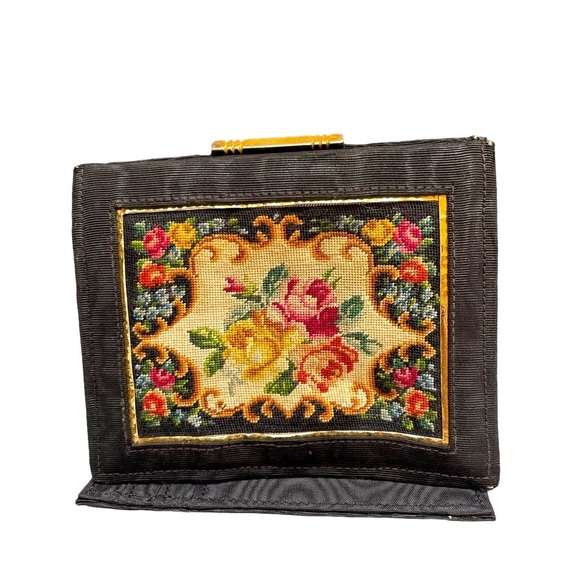 Vintage Wallet Black Moire Fabric Leo Miller Made in Paris France - Picture 1 of 9